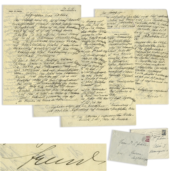 Rare Sigmund Freud Autograph Letter Signed on His Jewish Roots & Psychoanalysis -- ''...the Freud family is said to sometime have left their hometown of Köln during a period of persecution of Jews...